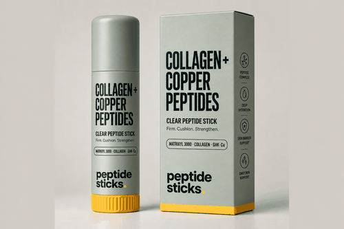 Peptide Sticks™ Collagen + Copper Stick beside its carton